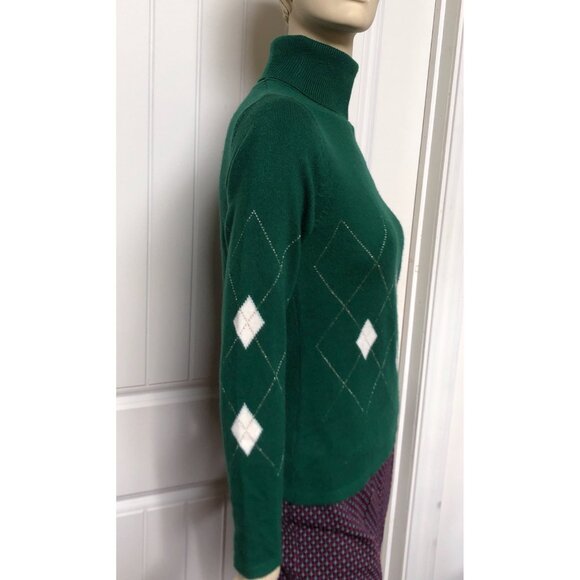 1990s Turtleneck Sweater, Size Small Argyle Sweater - Picture 6 of 10